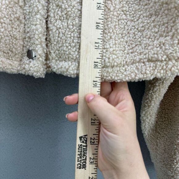 NWT Vintage American Threads Womens Biege Snap Front Cropped Teddy Jacket Large - Picture 6 of 9